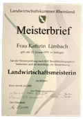 Meisterbrief - Landwirtschaftsmeisterin